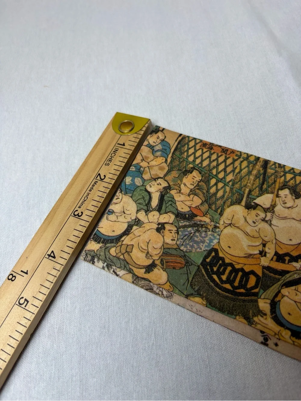 Handmade Japanese Sumo Wrestler Ukiyo-e Checkbook Cover Wallet Fabric Art